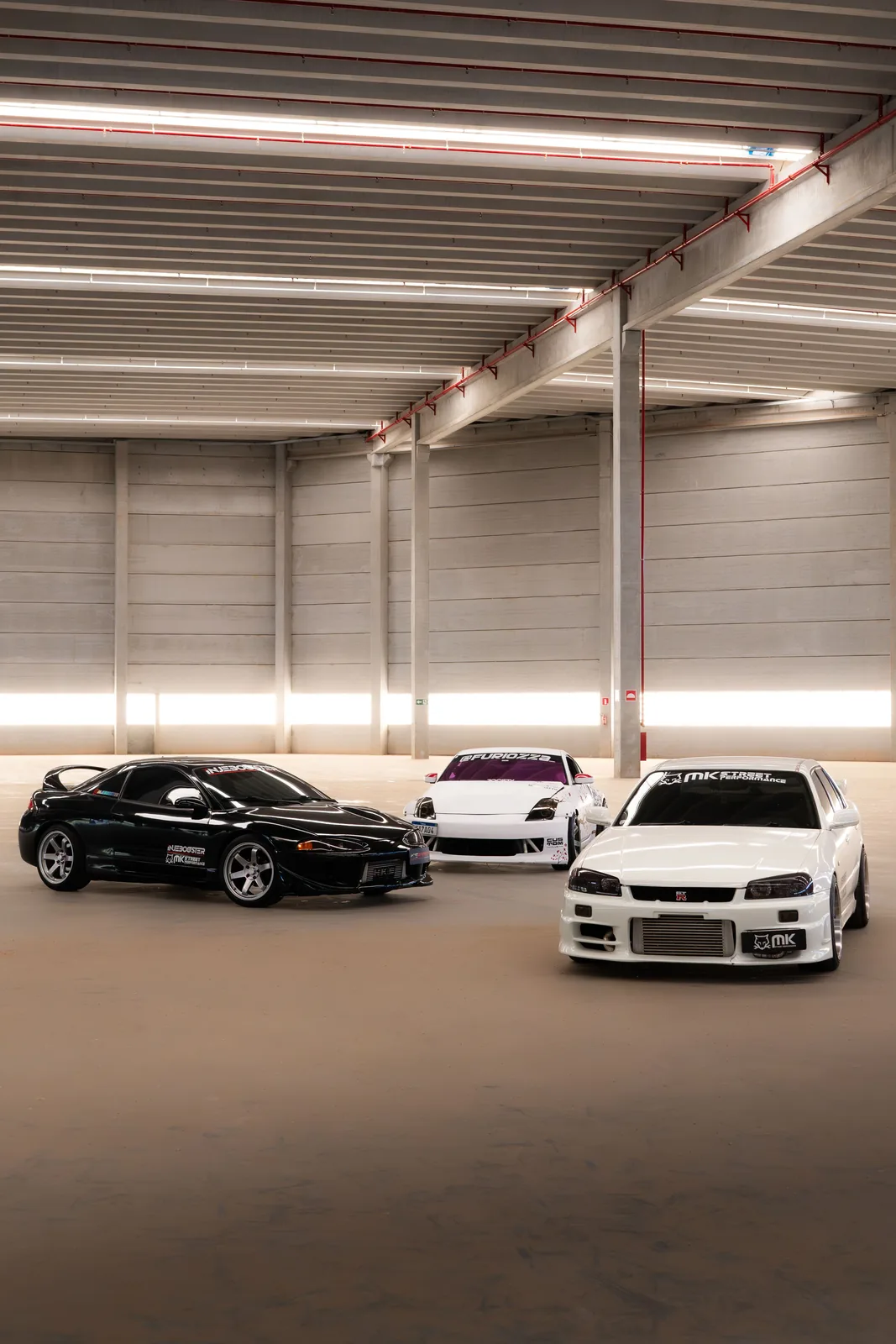 Club cars lined up for a photo day