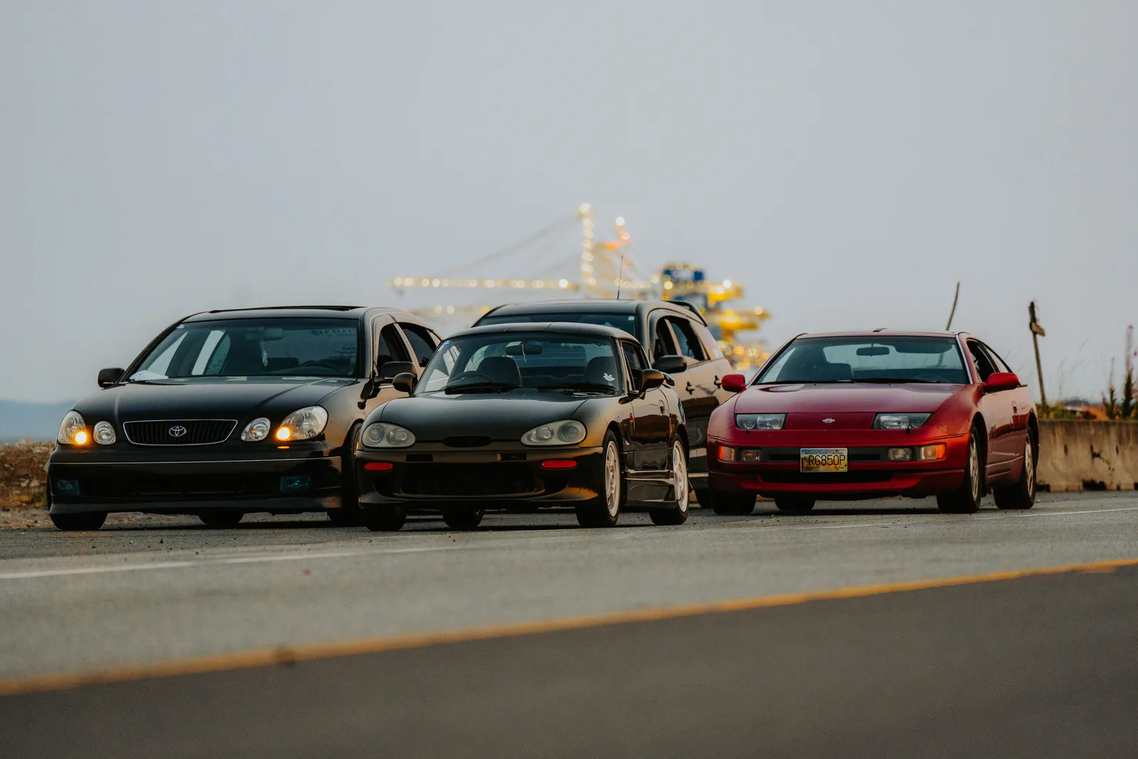 The last few still parked up after dark